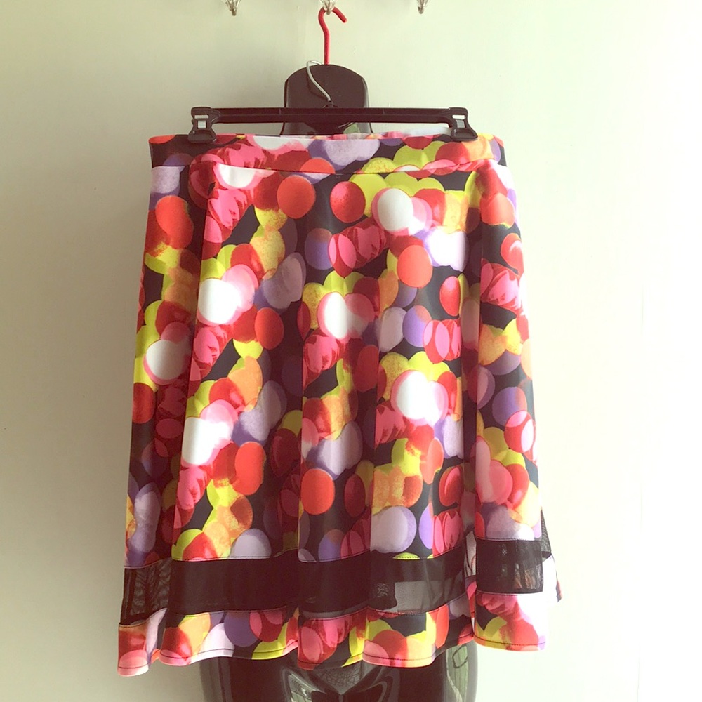 Bright print flare skirt,